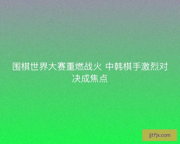 围棋世界大赛重燃战火 中韩棋手激烈对决成焦点